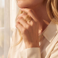 Yellow Gold Openwork Leaf Band Ring