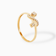 18K Gold Round Brilliant Diamond Dainty Solitaire Ring