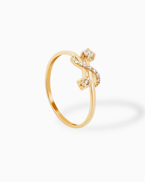 18K Gold Round Brilliant Diamond Dainty Solitaire Ring