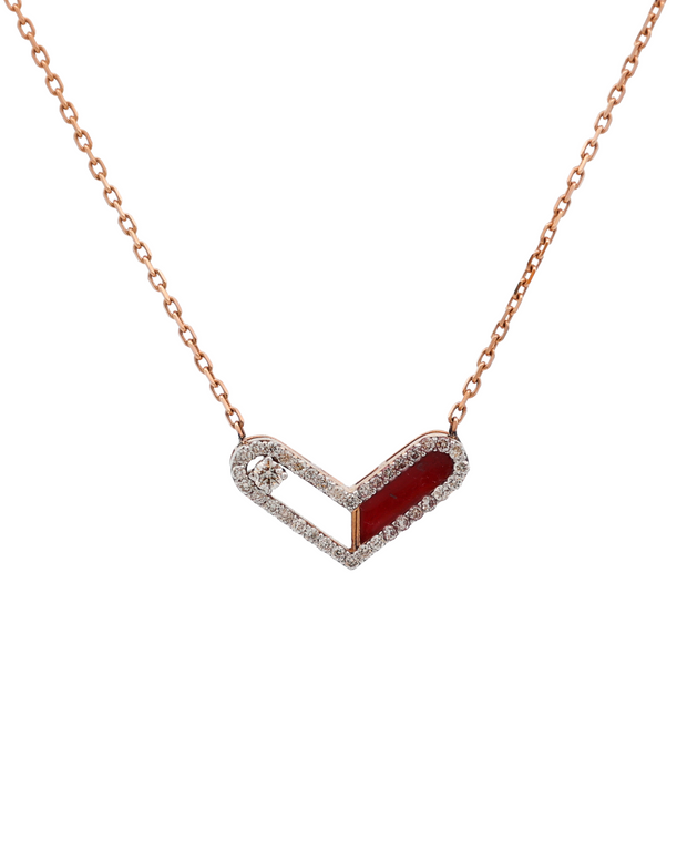 18K Rose Gold Round Diamond Pendant Necklace – 0.10ct.