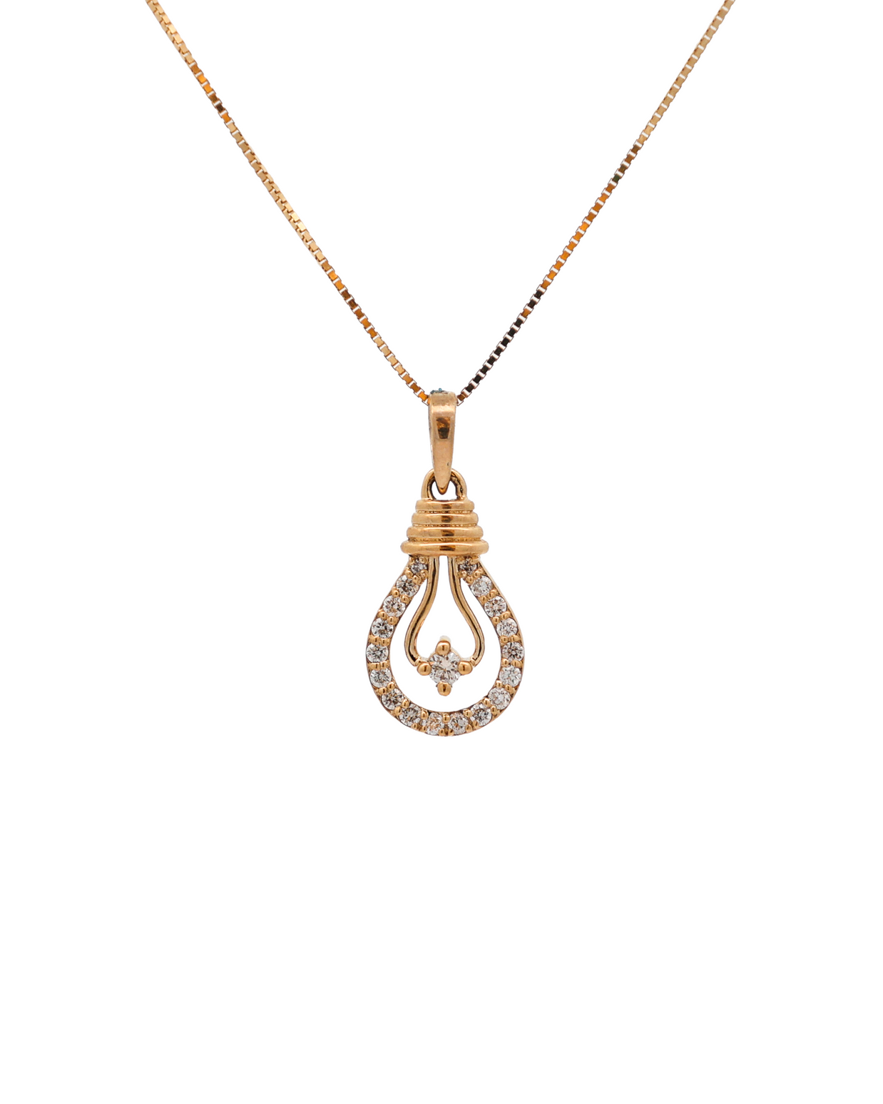 18K Yellow Gold Round Diamond Pendant Necklace – 0.10ct.