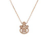 18K Rose Gold Round & Baguette Diamond Pendant Necklace – 0.20ct.