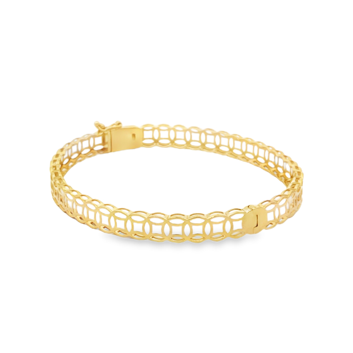 Yellow Gold Openwork Circular Motif Chain Bracelet