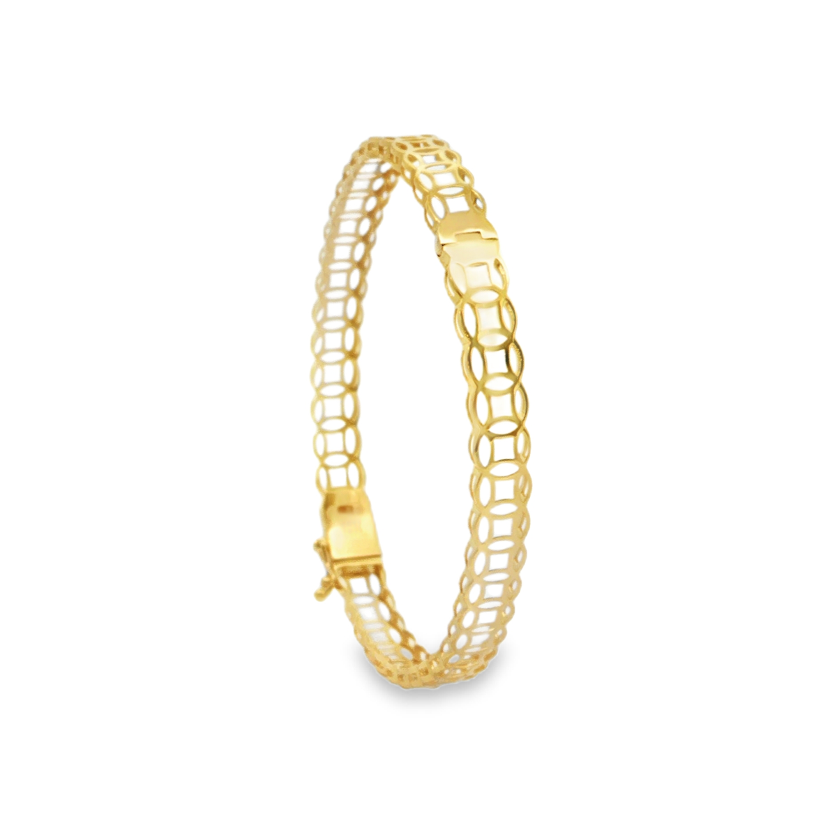 Yellow Gold Openwork Circular Motif Chain Bracelet