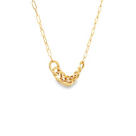 Yellow Gold Interlocking Curb and Paperclip Chain Necklace