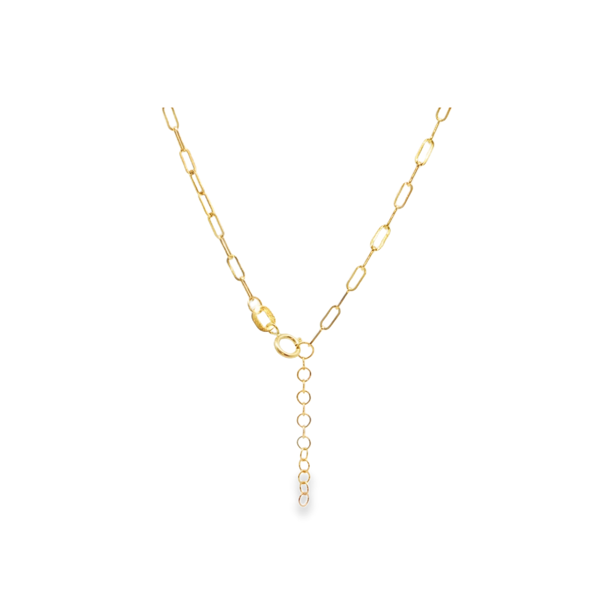 Yellow Gold Interlocking Curb and Paperclip Chain Necklace
