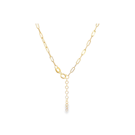 Yellow Gold Interlocking Curb and Paperclip Chain Necklace