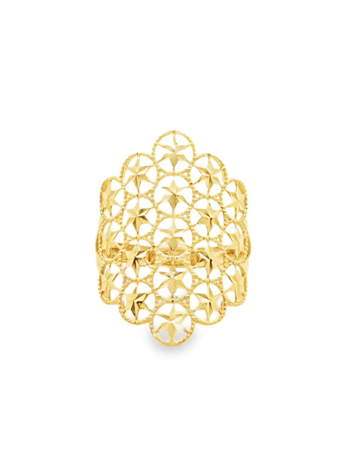 Yellow Gold Geometric Openwork Cocktail Ring