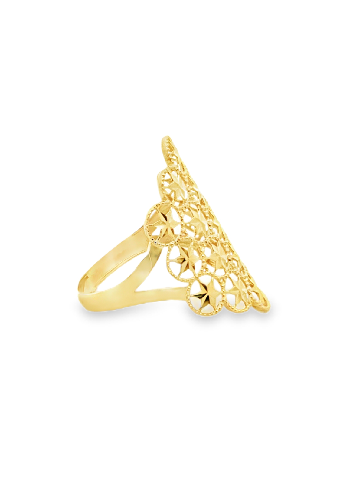 Yellow Gold Geometric Openwork Cocktail Ring