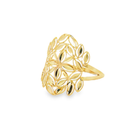 Yellow Gold Floral Openwork Cocktail Ring