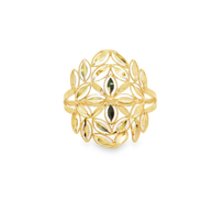 Yellow Gold Floral Openwork Cocktail Ring