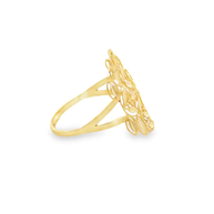 Yellow Gold Floral Openwork Cocktail Ring