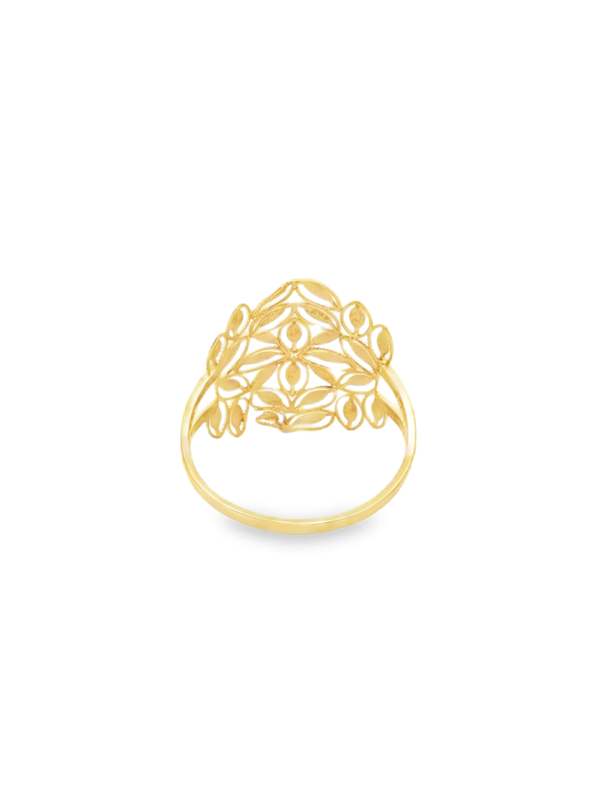 Yellow Gold Floral Openwork Cocktail Ring
