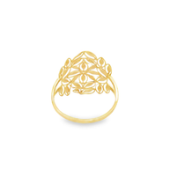 Yellow Gold Floral Openwork Cocktail Ring