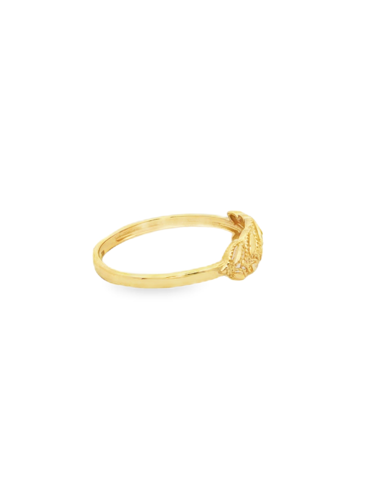 Yellow Gold Leaf Motif Band Ring