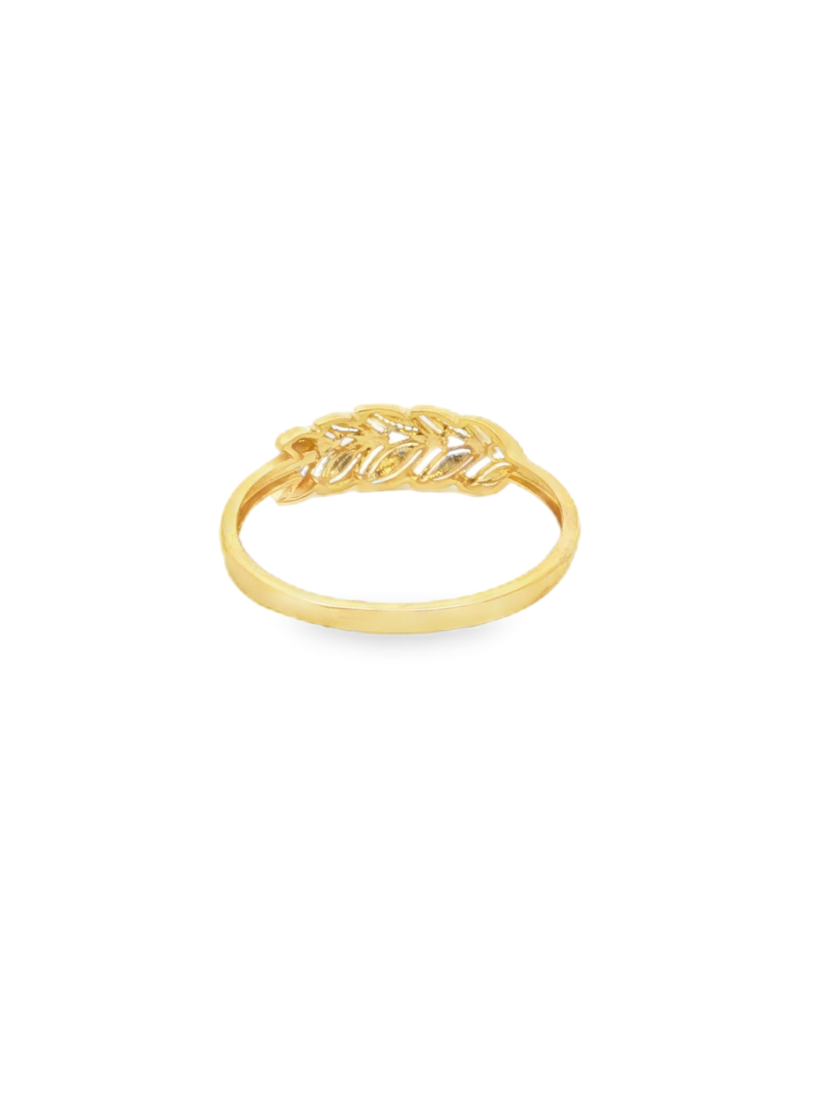 Yellow Gold Leaf Motif Band Ring