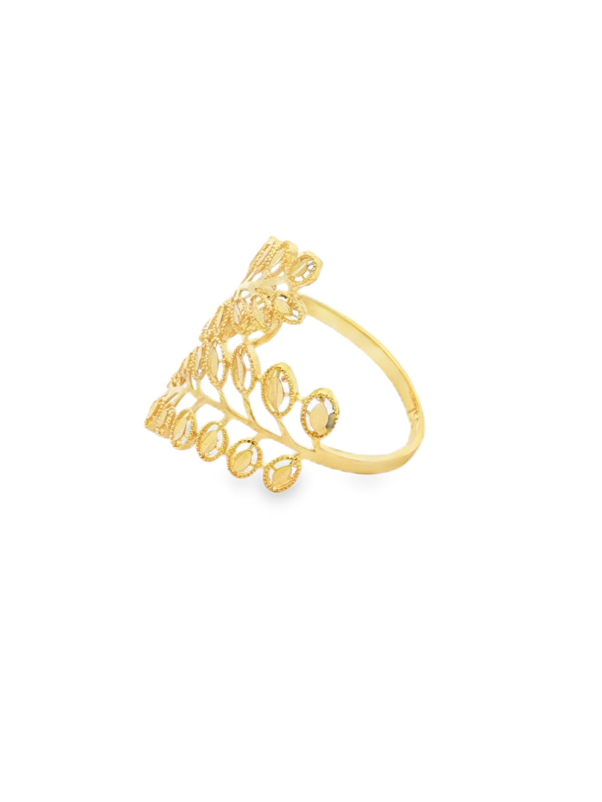 Yellow Gold Openwork Leaf Band Ring