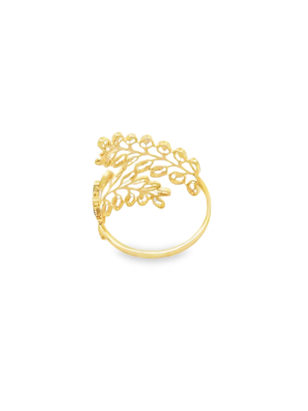 Yellow Gold Openwork Leaf Band Ring