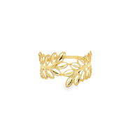 Yellow Gold Openwork Leaf Motif Band Ring