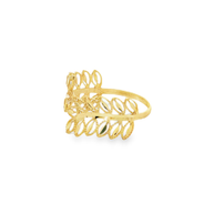 Yellow Gold Openwork Leaf Motif Band Ring