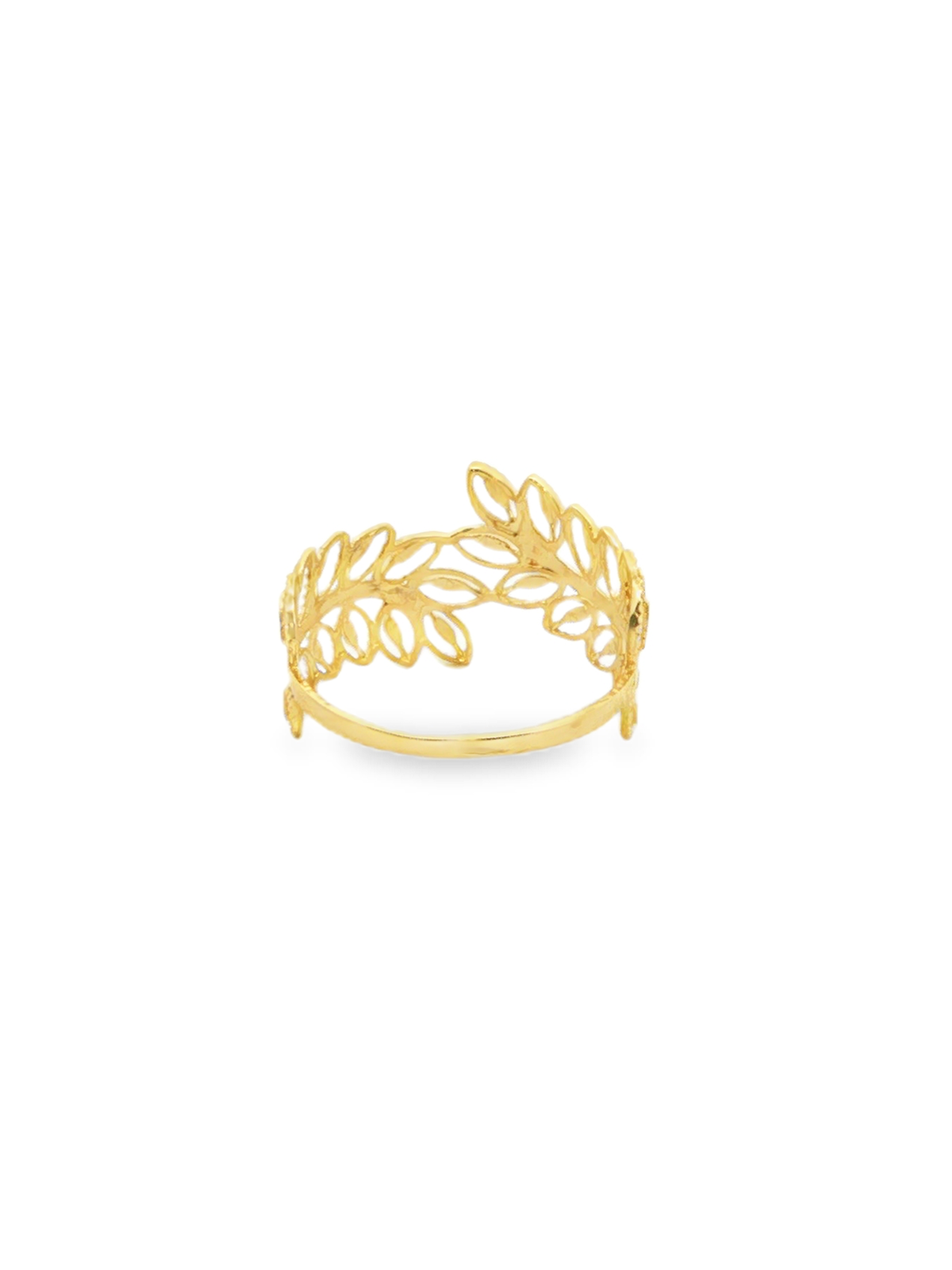Yellow Gold Openwork Leaf Motif Band Ring