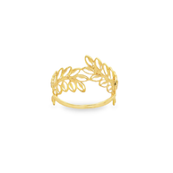 Yellow Gold Openwork Leaf Motif Band Ring