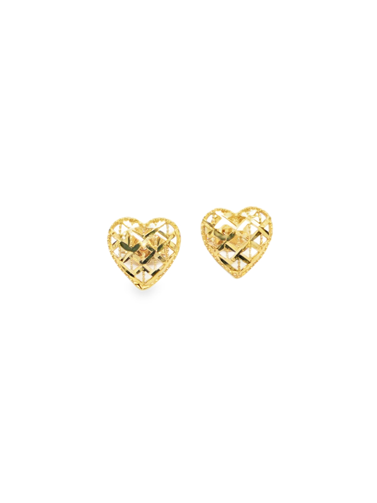 Yellow Gold Openwork Heart Stud Earrings