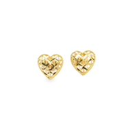 Yellow Gold Openwork Heart Stud Earrings