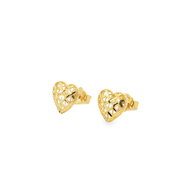 Yellow Gold Openwork Heart Stud Earrings
