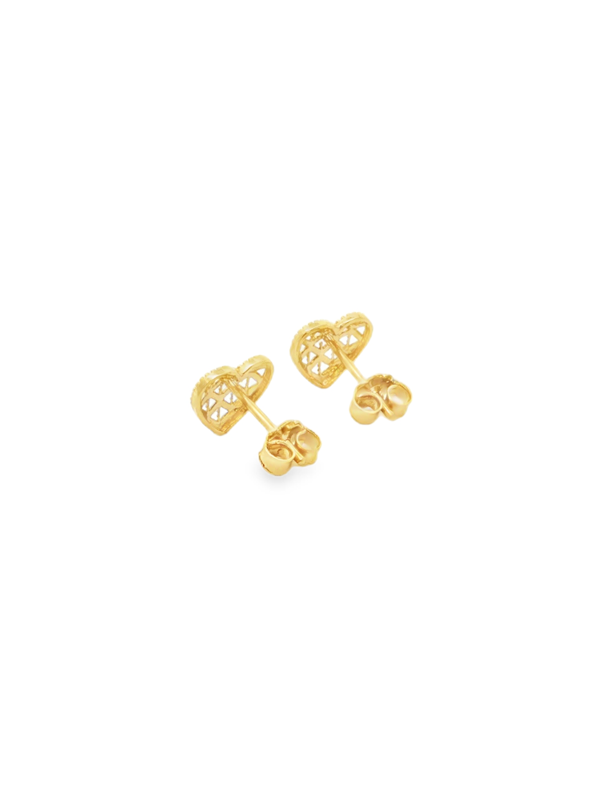 Yellow Gold Openwork Heart Stud Earrings