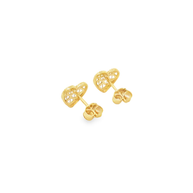 Yellow Gold Openwork Heart Stud Earrings
