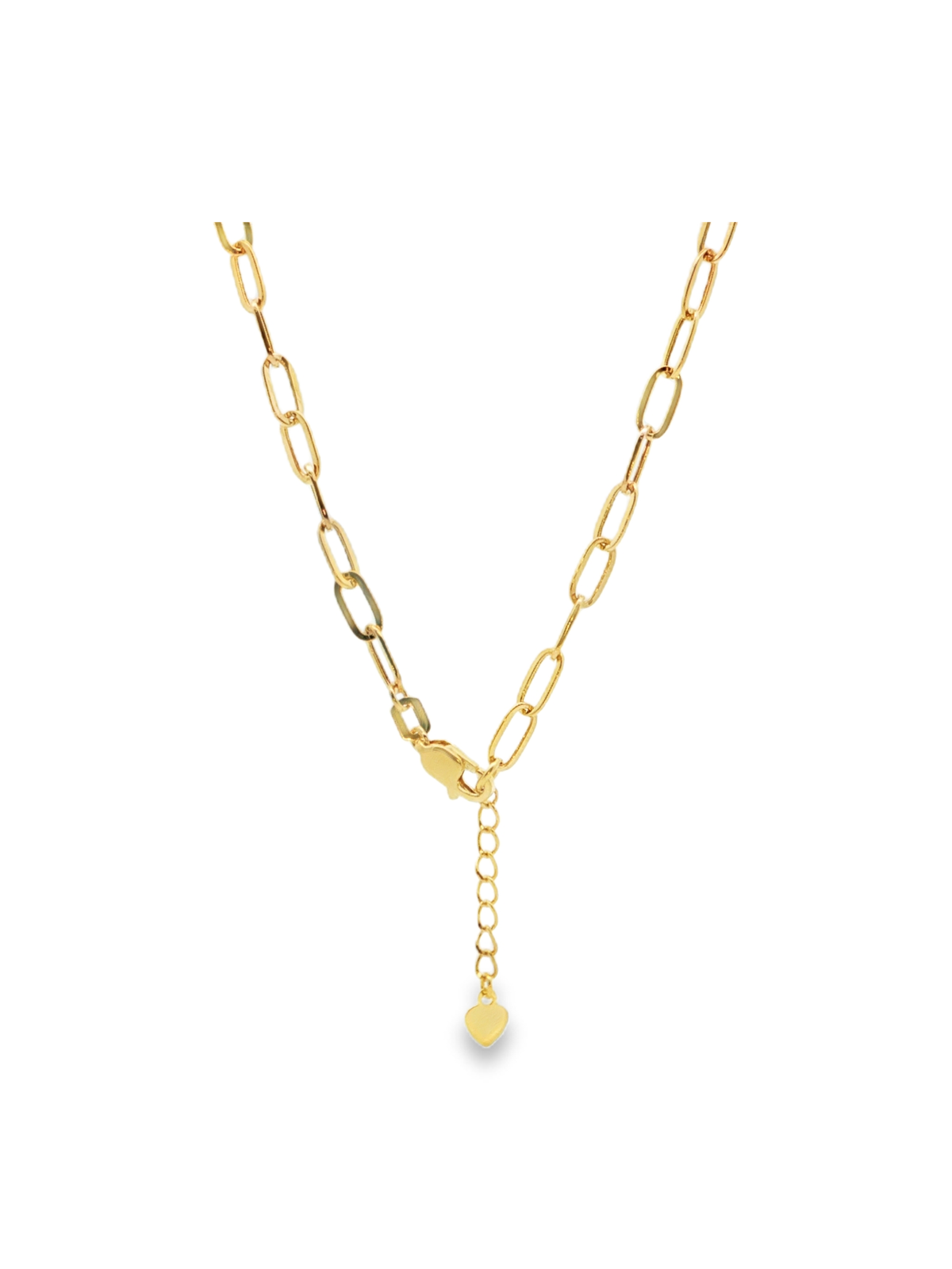 Yellow Gold Love Heart and Eiffel Tower Charm Necklace