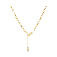 Yellow Gold Open Heart Paperclip Chain Necklace