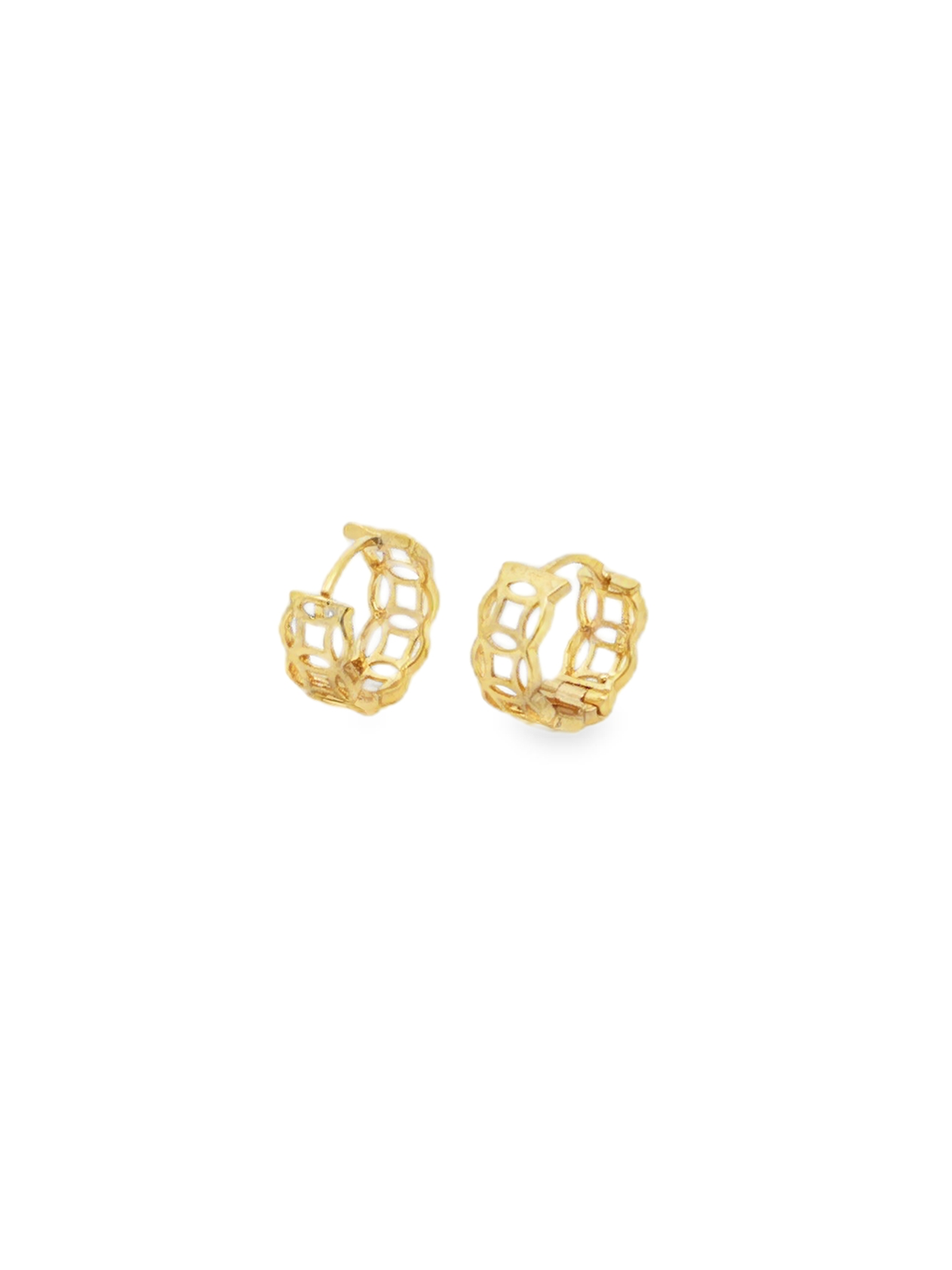 Yellow Gold Openwork Geometric Hoop Earrings