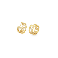 Yellow Gold Openwork Geometric Hoop Earrings