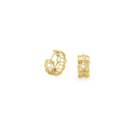 Yellow Gold Openwork Geometric Hoop Earrings