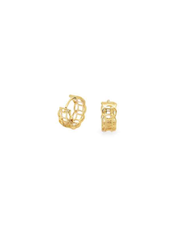Yellow Gold Openwork Geometric Hoop Earrings