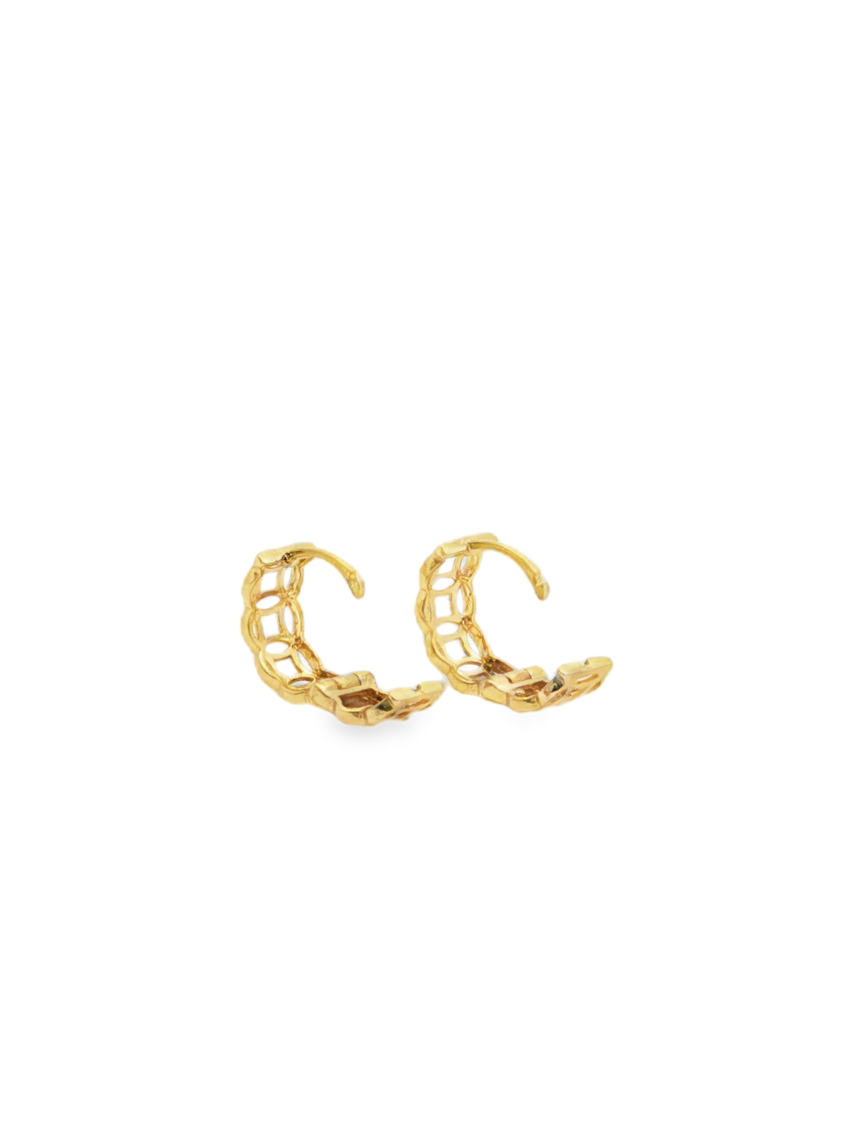 Yellow Gold Openwork Geometric Hoop Earrings