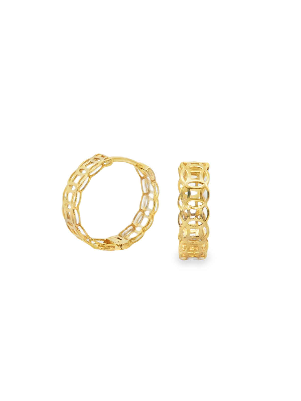Yellow Gold Openwork Hoop Earrings