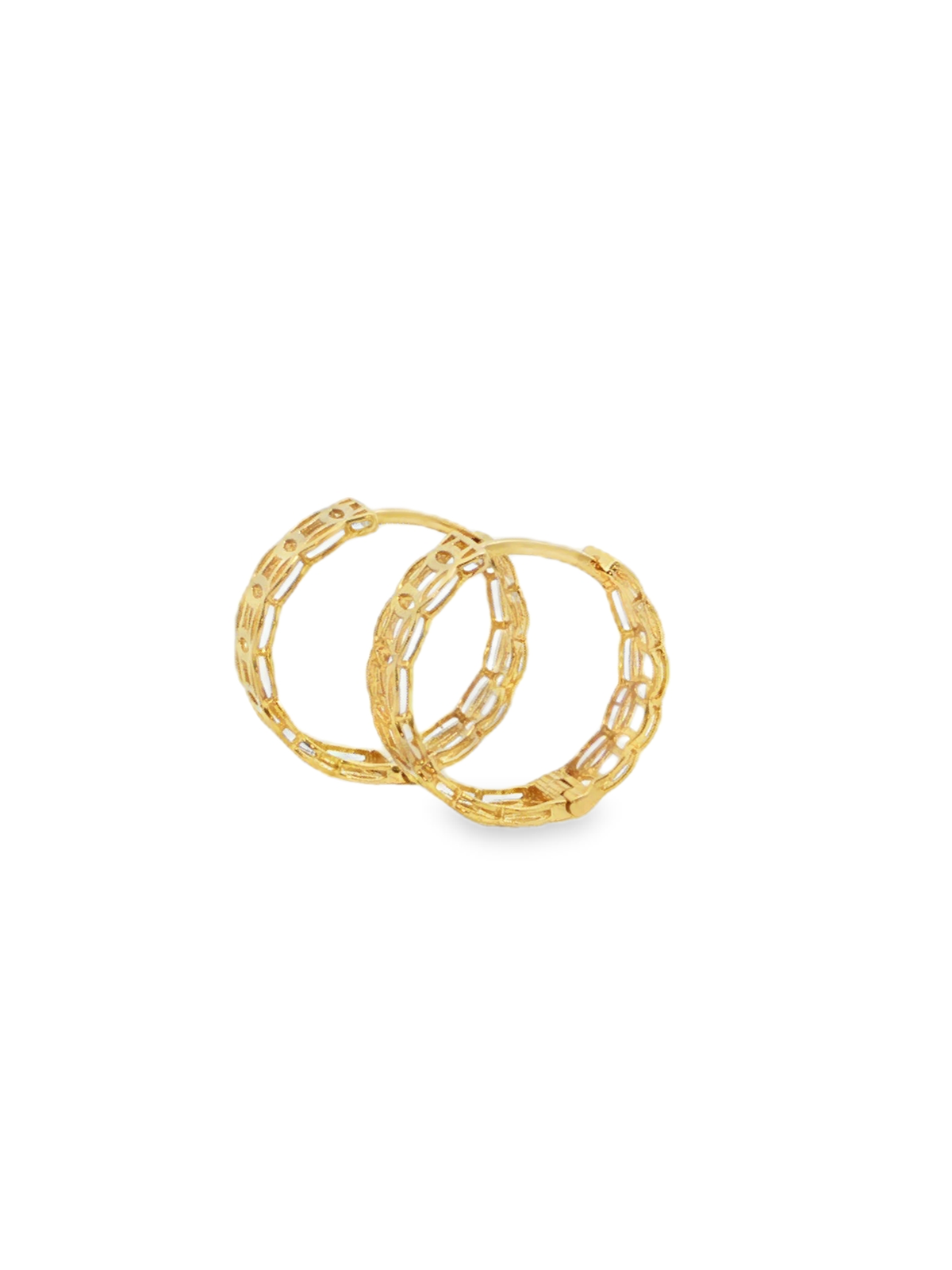 Yellow Gold Openwork Hoop Earrings