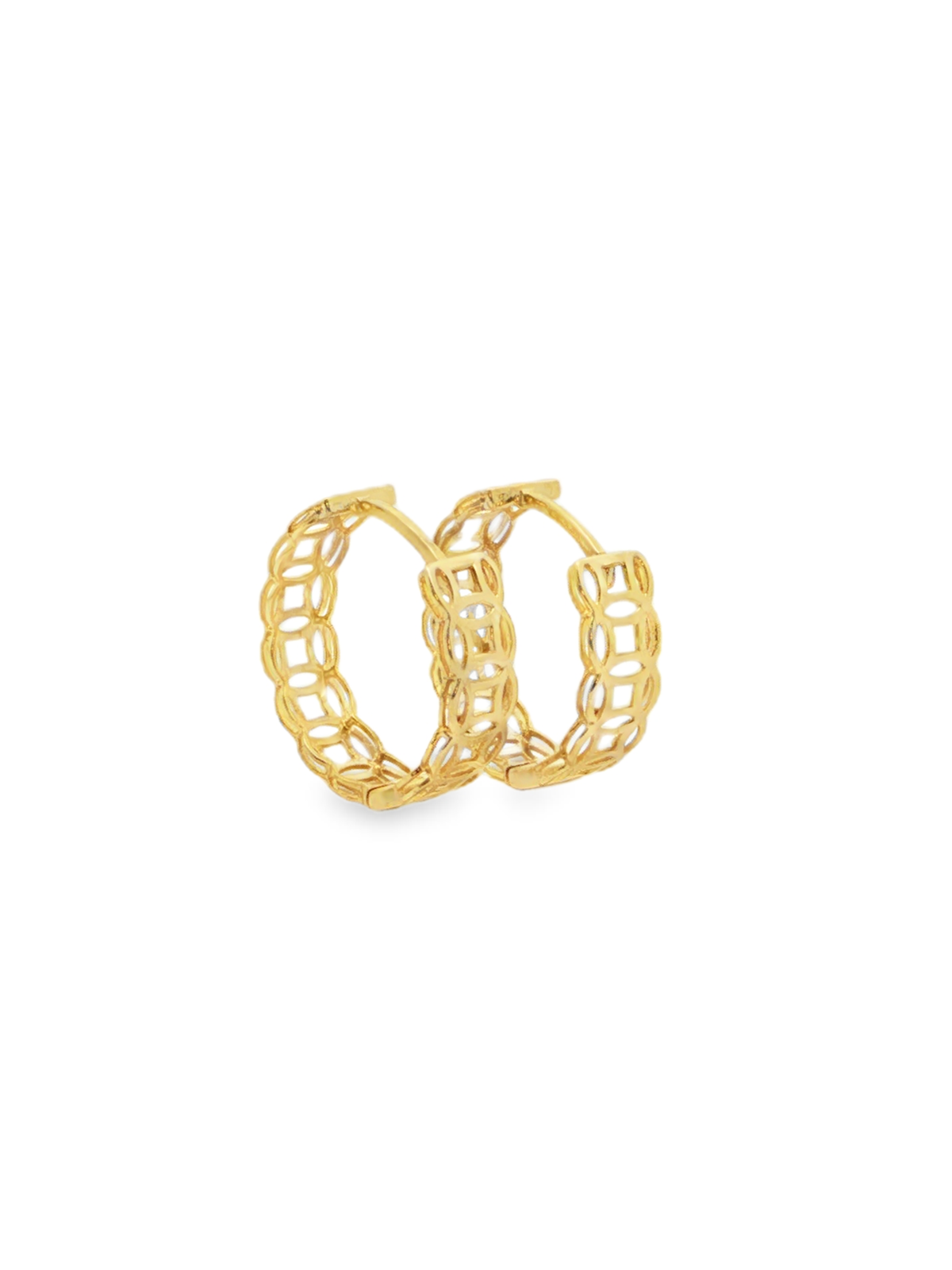 Yellow Gold Openwork Hoop Earrings