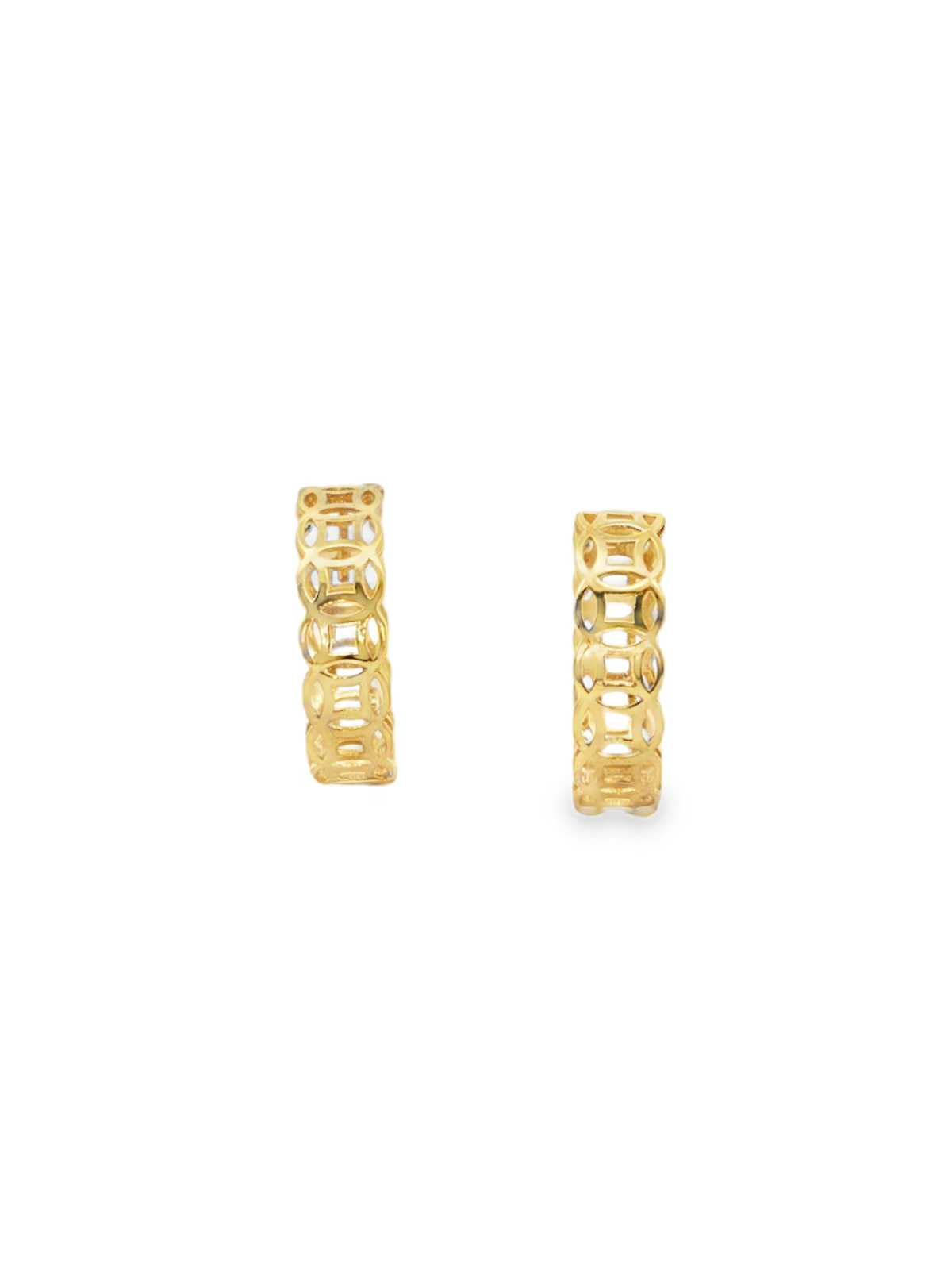 Yellow Gold Openwork Hoop Earrings
