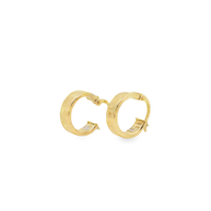 Classic Meander Pattern Yellow Gold Small Hoop Earrings