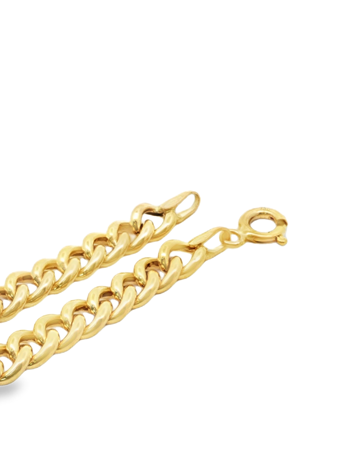 Yellow Gold Puffy Heart Charm Necklace on Curb Chain