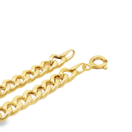 Yellow Gold Puffy Heart Charm Necklace on Curb Chain