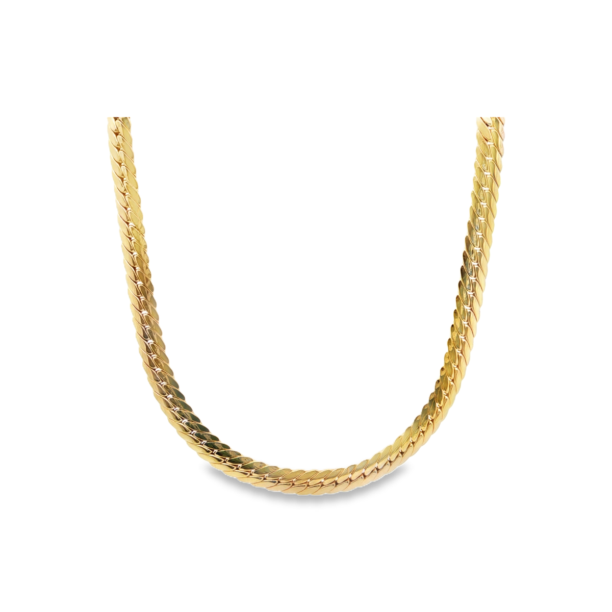 Yellow Gold Flat Woven Chain Necklace