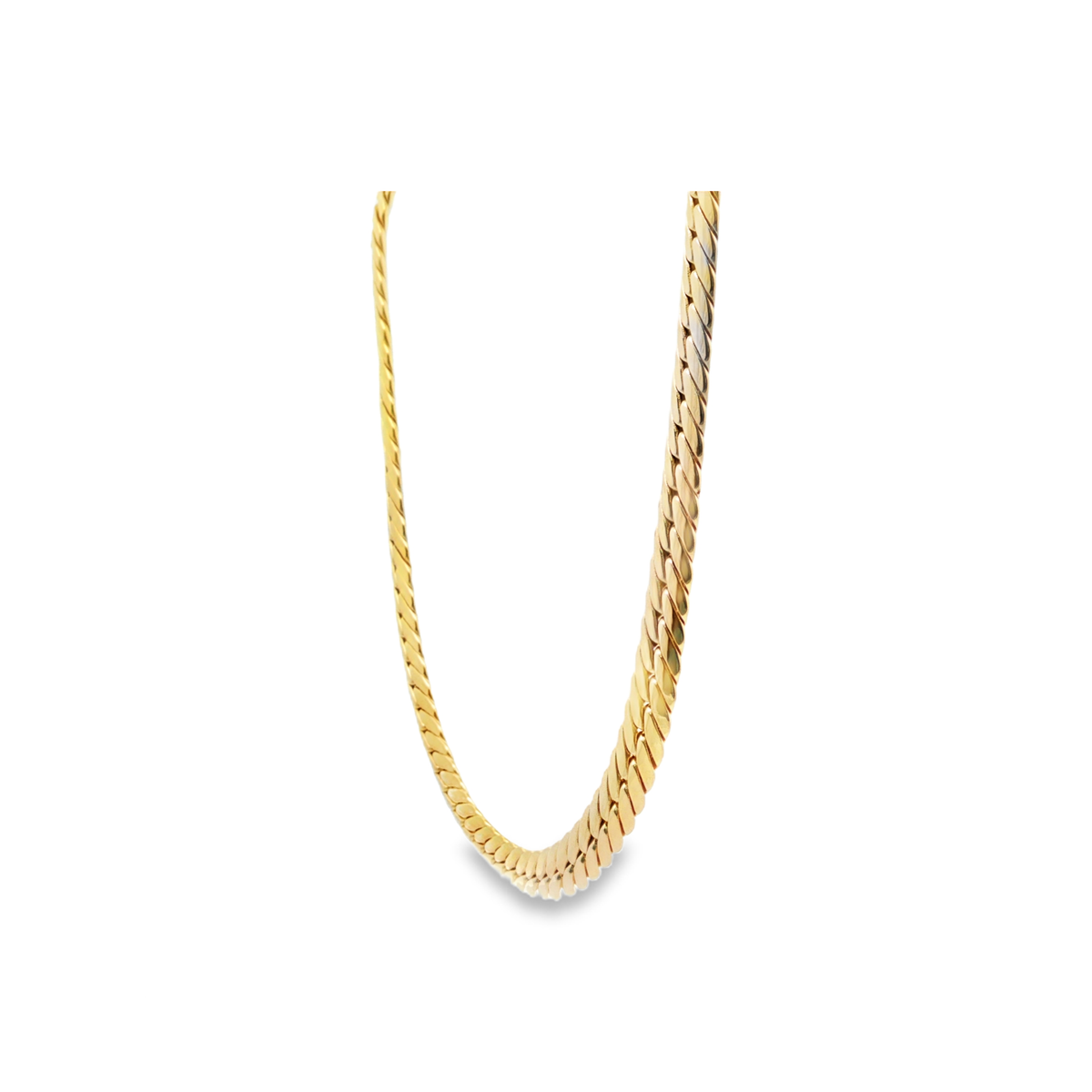 Yellow Gold Flat Woven Chain Necklace