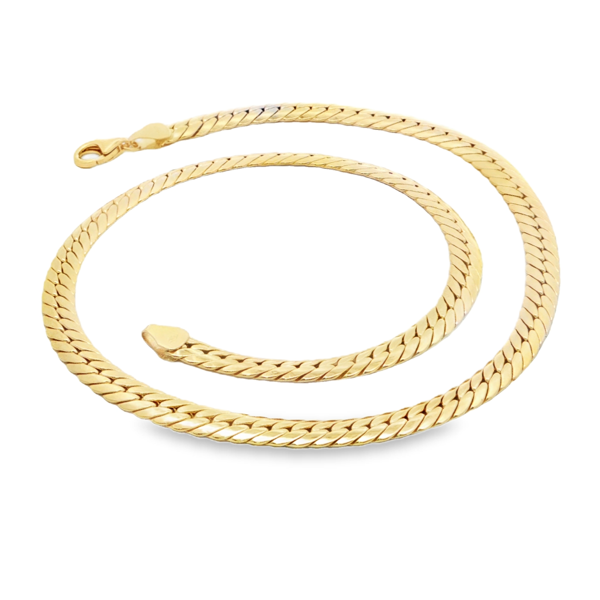 Yellow Gold Flat Woven Chain Necklace