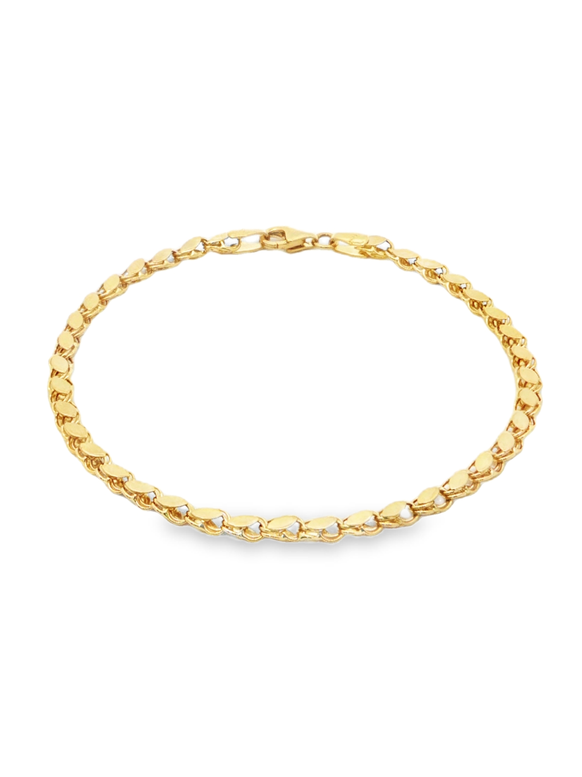 Yellow Gold Interlocking Link Chain Bracelet