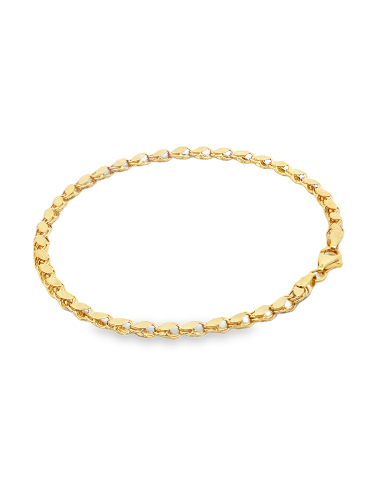 Yellow Gold Interlocking Link Chain Bracelet